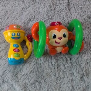Lot Of 2 Toys Bright Stars Roll & Glow Monkey Ready, Set & Roll Baby Love